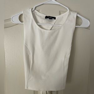 Lulu’s White Open Back Crop Top with Tie